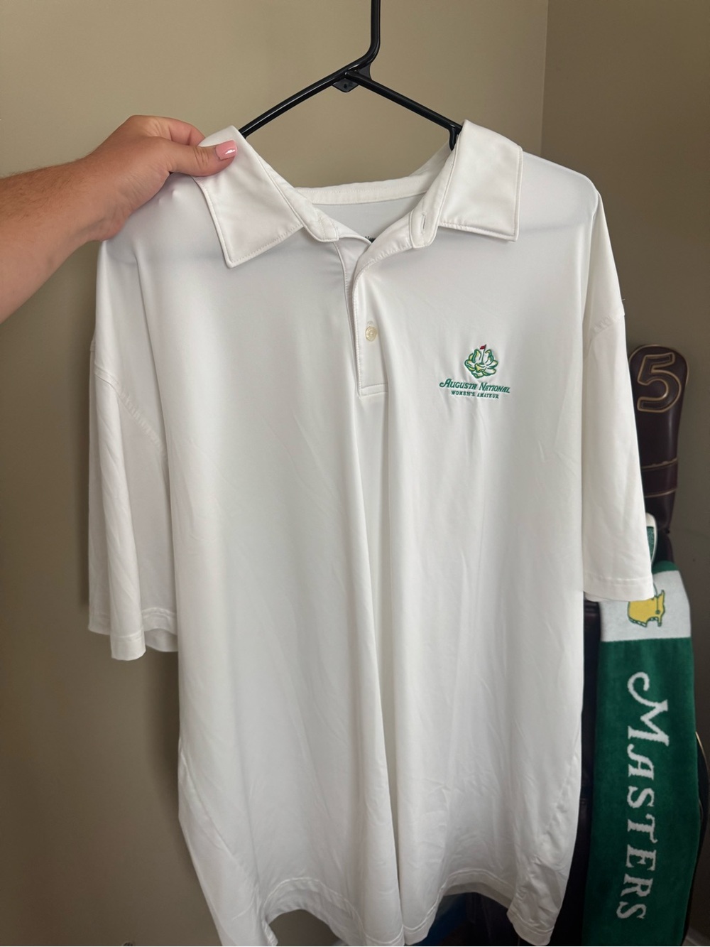 ANWA MASTERS White Polo Shirt with Embroidered Logo